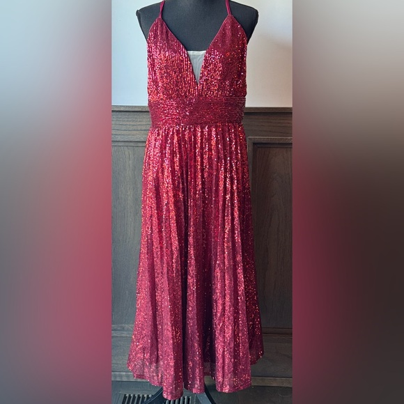 Wear Your Love Dresses & Skirts - Wear your love Elegant Red Sequin pleated Dress NWT XL